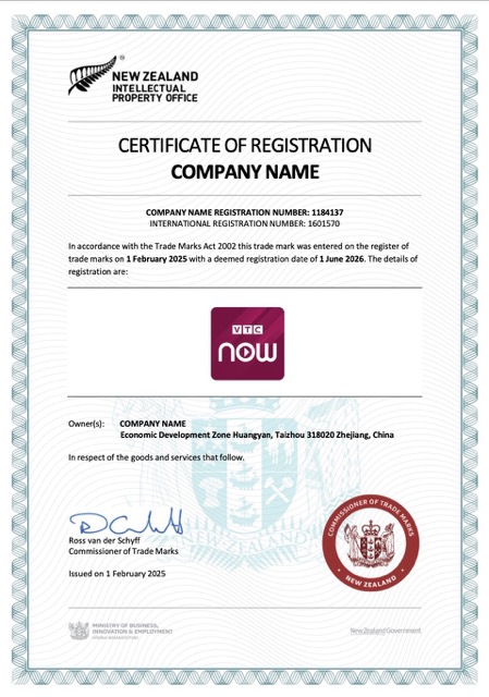 New Zealand certificate of registration Word and PDF template